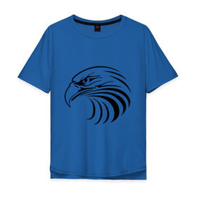 Мужская футболка хлопок Oversize с принтом Орел голова перья в Белгороде, 100% хлопок | свободный крой, круглый ворот, “спинка” длиннее передней части | tribal | орел | перья | птица | трайблы | узор