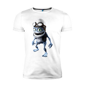 Мужская футболка премиум с принтом Crazy frog в Белгороде, 92% хлопок, 8% лайкра | приталенный силуэт, круглый вырез ворота, длина до линии бедра, короткий рукав | crazy frog | крейзи фрог | крэйзи фрог | лягушка