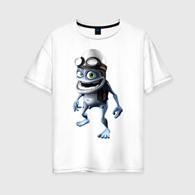 Женская футболка хлопок Oversize с принтом Crazy frog в Белгороде, 100% хлопок | свободный крой, круглый ворот, спущенный рукав, длина до линии бедер
 | crazy frog | крейзи фрог | крэйзи фрог | лягушка