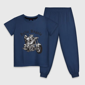Детская пижама хлопок с принтом Hells Angels в Белгороде, 100% хлопок |  брюки и футболка прямого кроя, без карманов, на брюках мягкая резинка на поясе и по низу штанин
 | ад | ангел | байк