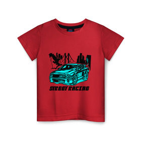 Детская футболка хлопок с принтом Street racing American car в Белгороде, 100% хлопок | круглый вырез горловины, полуприлегающий силуэт, длина до линии бедер | Тематика изображения на принте: 