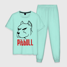 Мужская пижама хлопок с принтом Pitbull (Питбуль) в Белгороде, 100% хлопок | брюки и футболка прямого кроя, без карманов, на брюках мягкая резинка на поясе и по низу штанин
 | спартак