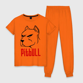 Женская пижама хлопок с принтом Pitbull (Питбуль) в Белгороде, 100% хлопок | брюки и футболка прямого кроя, без карманов, на брюках мягкая резинка на поясе и по низу штанин | спартак