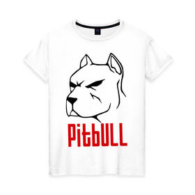 Женская футболка хлопок с принтом Pitbull (Питбуль) в Белгороде, 100% хлопок | прямой крой, круглый вырез горловины, длина до линии бедер, слегка спущенное плечо | спартак