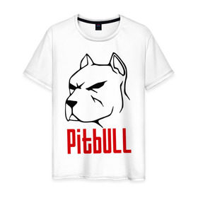 Мужская футболка хлопок с принтом Pitbull (Питбуль) в Белгороде, 100% хлопок | прямой крой, круглый вырез горловины, длина до линии бедер, слегка спущенное плечо. | спартак