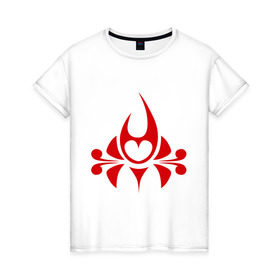 Женская футболка хлопок с принтом Сердечко в огне в Белгороде, 100% хлопок | прямой крой, круглый вырез горловины, длина до линии бедер, слегка спущенное плечо | огонь | орнамент | сердце