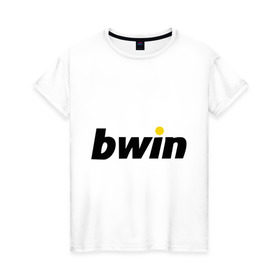 Женская футболка хлопок с принтом Bwin в Белгороде, 100% хлопок | прямой крой, круглый вырез горловины, длина до линии бедер, слегка спущенное плечо | bwin | букмейкеры | букмекеры | выигрыш | контора | ставки