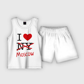 Детская пижама с шортами хлопок с принтом I love Moscow (2) в Белгороде,  |  | i love | i love moscow | i love new york | moscow | new york | москва | нью йорк | столица | я люблю москву | я люблю нью йорк