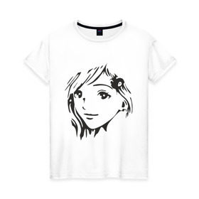 Женская футболка хлопок с принтом Anime девочка в Белгороде, 100% хлопок | прямой крой, круглый вырез горловины, длина до линии бедер, слегка спущенное плечо | anime | аниме | лицо | лицо девушки в стиле аниме.девушка
