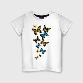 Детская футболка хлопок с принтом Полет бабочки в Белгороде, 100% хлопок | круглый вырез горловины, полуприлегающий силуэт, длина до линии бедер | бабочки | животные | насекомые | полет бабочки