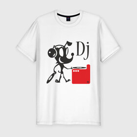Мужская футболка премиум с принтом Dj (9) в Белгороде, 92% хлопок, 8% лайкра | приталенный силуэт, круглый вырез ворота, длина до линии бедра, короткий рукав | dj | вертушки | диджей | клубные | пластинки | прикольные