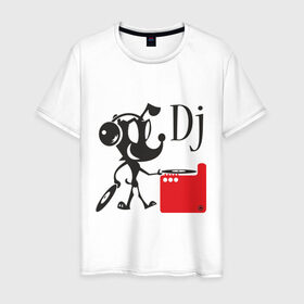 Мужская футболка хлопок с принтом Dj (9) в Белгороде, 100% хлопок | прямой крой, круглый вырез горловины, длина до линии бедер, слегка спущенное плечо. | Тематика изображения на принте: dj | вертушки | диджей | клубные | пластинки | прикольные