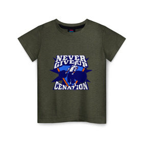 Детская футболка хлопок с принтом WWE John Cena Never Give Up в Белгороде, 100% хлопок | круглый вырез горловины, полуприлегающий силуэт, длина до линии бедер | Тематика изображения на принте: wwe | бои без правил | джон сина