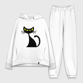 Женский костюм хлопок Oversize с принтом Хитрая кошка в Белгороде,  |  | взгляд | глаза | кошка | хитрая кошка | черная кошка