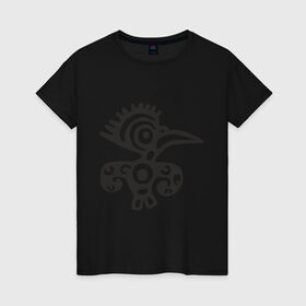 Женская футболка хлопок с принтом Этническая птица в Белгороде, 100% хлопок | прямой крой, круглый вырез горловины, длина до линии бедер, слегка спущенное плечо | tribal | птица | трайбл | узор