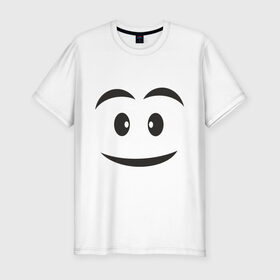 Мужская футболка премиум с принтом Жёлтый смайл в Белгороде, 92% хлопок, 8% лайкра | приталенный силуэт, круглый вырез ворота, длина до линии бедра, короткий рукав | smile | желтый | лицо | рожа | смайл | смайлик | улыбка