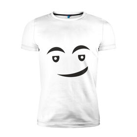 Мужская футболка премиум с принтом Красный смайл в Белгороде, 92% хлопок, 8% лайкра | приталенный силуэт, круглый вырез ворота, длина до линии бедра, короткий рукав | smile | красный смайл | лицо | рожа | смайл | смайлик | улыбка