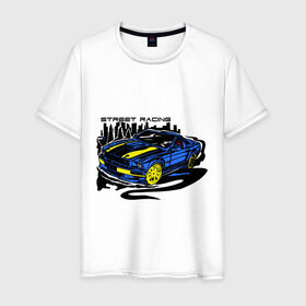 Мужская футболка хлопок с принтом Street racing car (2) в Белгороде, 100% хлопок | прямой крой, круглый вырез горловины, длина до линии бедер, слегка спущенное плечо. | 