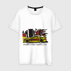 Мужская футболка хлопок с принтом Street racing car (3) в Белгороде, 100% хлопок | прямой крой, круглый вырез горловины, длина до линии бедер, слегка спущенное плечо. | street racing | автогонки | автосопрт | гонки | стритрейсинг | тачки | тюнинг | уличные гонки