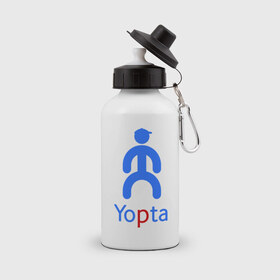 Бутылка спортивная с принтом Yopta в Белгороде, металл | емкость — 500 мл, в комплекте две пластиковые крышки и карабин для крепления | yota | yotas | ёта