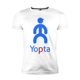 Мужская футболка премиум с принтом Yopta в Белгороде, 92% хлопок, 8% лайкра | приталенный силуэт, круглый вырез ворота, длина до линии бедра, короткий рукав | yota | yotas | ёта