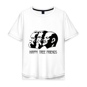Мужская футболка хлопок Oversize с принтом Happy Tree Friends (2) в Белгороде, 100% хлопок | свободный крой, круглый ворот, “спинка” длиннее передней части | Тематика изображения на принте: friends | happy | happy tree friends | lenin | tree | ussr | ленин | ссср | три друга