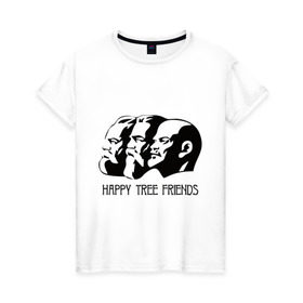 Женская футболка хлопок с принтом Happy Tree Friends (2) в Белгороде, 100% хлопок | прямой крой, круглый вырез горловины, длина до линии бедер, слегка спущенное плечо | friends | happy | happy tree friends | lenin | tree | ussr | ленин | ссср | три друга