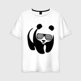 Женская футболка хлопок Oversize с принтом Панда в очках жалюзи в Белгороде, 100% хлопок | свободный крой, круглый ворот, спущенный рукав, длина до линии бедер
 | Тематика изображения на принте: панда