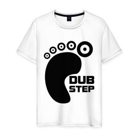 Мужская футболка хлопок с принтом DUB Step 3 в Белгороде, 100% хлопок | прямой крой, круглый вырез горловины, длина до линии бедер, слегка спущенное плечо. | dub step | dubstep | даб степ | дабстеп | дапстеп | нога | след | ступня