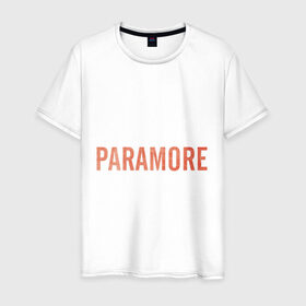 Мужская футболка хлопок с принтом Paramore orange logo в Белгороде, 100% хлопок | прямой крой, круглый вырез горловины, длина до линии бедер, слегка спущенное плечо. | paramore | rock | группы | логотип | рок