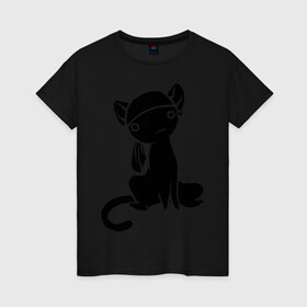 Женская футболка хлопок с принтом Japan cat pitate Yo в Белгороде, 100% хлопок | прямой крой, круглый вырез горловины, длина до линии бедер, слегка спущенное плечо | пират
