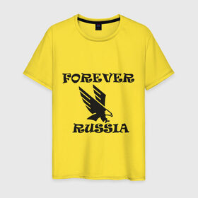 Мужская футболка хлопок с принтом Россия навсегда в Белгороде, 100% хлопок | прямой крой, круглый вырез горловины, длина до линии бедер, слегка спущенное плечо. | 