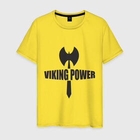 Мужская футболка хлопок с принтом Viking power в Белгороде, 100% хлопок | прямой крой, круглый вырез горловины, длина до линии бедер, слегка спущенное плечо. | viking power
