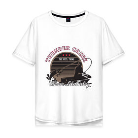 Мужская футболка хлопок Oversize с принтом Ultimate Lake Fishing в Белгороде, 100% хлопок | свободный крой, круглый ворот, “спинка” длиннее передней части | 