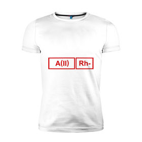 Мужская футболка премиум с принтом Группа крови 2, резус - в Белгороде, 92% хлопок, 8% лайкра | приталенный силуэт, круглый вырез ворота, длина до линии бедра, короткий рукав | 