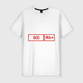Мужская футболка премиум с принтом Группа крови 1, резус + в Белгороде, 92% хлопок, 8% лайкра | приталенный силуэт, круглый вырез ворота, длина до линии бедра, короткий рукав | 