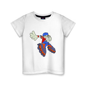 Детская футболка хлопок с принтом Roller(2) в Белгороде, 100% хлопок | круглый вырез горловины, полуприлегающий силуэт, длина до линии бедер | roller | ролики | экстрим
