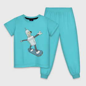 Детская пижама хлопок с принтом Бендер - бордер в Белгороде, 100% хлопок |  брюки и футболка прямого кроя, без карманов, на брюках мягкая резинка на поясе и по низу штанин
 | Тематика изображения на принте: bender | futurama | бендер | футурама