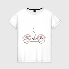 Женская футболка хлопок с принтом Джойстик в Белгороде, 100% хлопок | прямой крой, круглый вырез горловины, длина до линии бедер, слегка спущенное плечо | джойстик | игра | играть | компьютер | управление