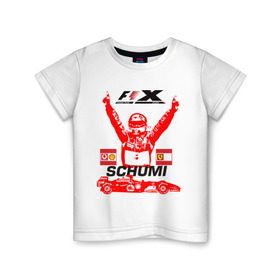 Детская футболка хлопок с принтом F1 X Schumaher в Белгороде, 100% хлопок | круглый вырез горловины, полуприлегающий силуэт, длина до линии бедер | Тематика изображения на принте: формула 1