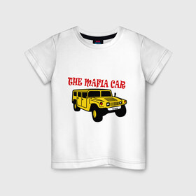 Детская футболка хлопок с принтом Mafia car в Белгороде, 100% хлопок | круглый вырез горловины, полуприлегающий силуэт, длина до линии бедер | бандиты | внедорожник | гангстеры | мафия | машина | тачила | тачка