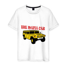 Мужская футболка хлопок с принтом Mafia car в Белгороде, 100% хлопок | прямой крой, круглый вырез горловины, длина до линии бедер, слегка спущенное плечо. | бандиты | внедорожник | гангстеры | мафия | машина | тачила | тачка