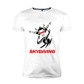 Мужская футболка премиум с принтом Skydiving (1) в Белгороде, 92% хлопок, 8% лайкра | приталенный силуэт, круглый вырез ворота, длина до линии бедра, короткий рукав | Тематика изображения на принте: skydiving | авиационный спорт | парашют | парашютизм | свободное падение | скайдайвинг