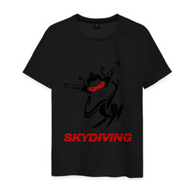 Мужская футболка хлопок с принтом Skydiving (1) в Белгороде, 100% хлопок | прямой крой, круглый вырез горловины, длина до линии бедер, слегка спущенное плечо. | skydiving | авиационный спорт | парашют | парашютизм | свободное падение | скайдайвинг
