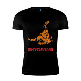 Мужская футболка премиум с принтом Skydiving (2) в Белгороде, 92% хлопок, 8% лайкра | приталенный силуэт, круглый вырез ворота, длина до линии бедра, короткий рукав | Тематика изображения на принте: skydiving | авиационный спорт | парашют | парашютизм | свободное падение | скайдайвинг