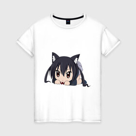 Женская футболка хлопок с принтом Девочка - кошка в Белгороде, 100% хлопок | прямой крой, круглый вырез горловины, длина до линии бедер, слегка спущенное плечо | anime | аниме | анимэ