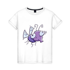 Женская футболка хлопок с принтом Фиолетовая муха в Белгороде, 100% хлопок | прямой крой, круглый вырез горловины, длина до линии бедер, слегка спущенное плечо | муха | насекомые | фиолетовая муха