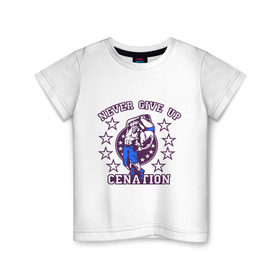 Детская футболка хлопок с принтом WWE John Cena  Never Give Up  (2) в Белгороде, 100% хлопок | круглый вырез горловины, полуприлегающий силуэт, длина до линии бедер | wwe | бои без правил | джон сина