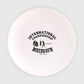 Тарелка с принтом International championship boxing в Белгороде, фарфор | диаметр - 210 мм
диаметр для нанесения принта - 120 мм | Тематика изображения на принте: кикбоксинг