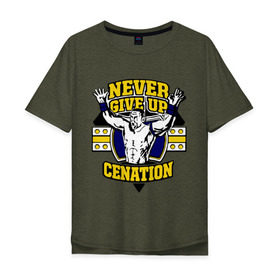 Мужская футболка хлопок Oversize с принтом WWE John Cena Never Give Up (3) в Белгороде, 100% хлопок | свободный крой, круглый ворот, “спинка” длиннее передней части | джон сина